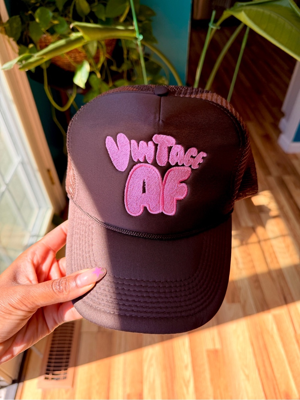 Vintage AF Pink Custom Brown Trucker Hat